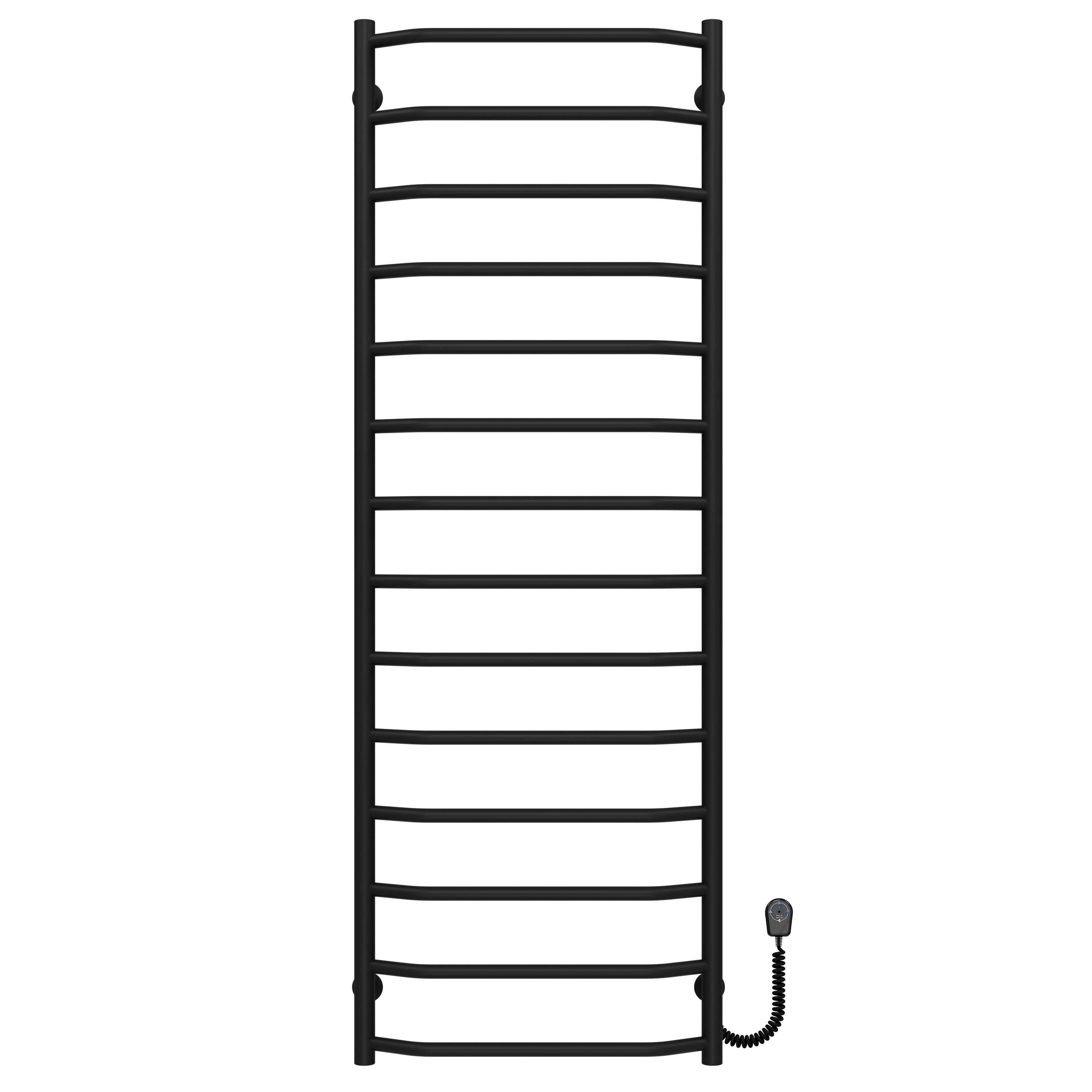 Полотенцесушитель электрический Deffi Трапеция П14 EF16 правое подключение нержавеющая сталь 500х1500 мм Черный (C.TR.150.50.14.EBR5)