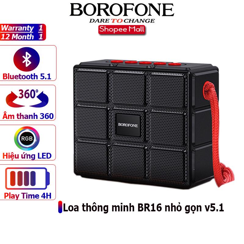 Беспроводная колонка Borofone LED Gage sports BT BR16 BT5.1/TWS AUX/FM/TF/USB 4:00 Черный (48980) - фото 4