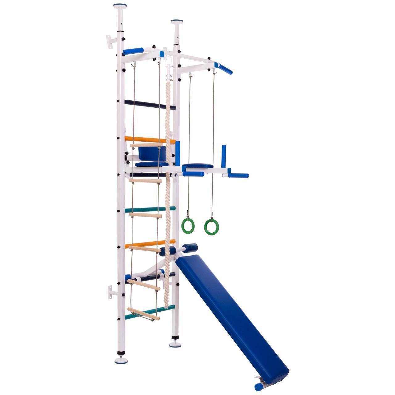 Шведская стенка-стойка SP-Planeta Юнга L-5751 с турником/брусьями/скамейкой для пресса/спины сталь Белый (2532861372)