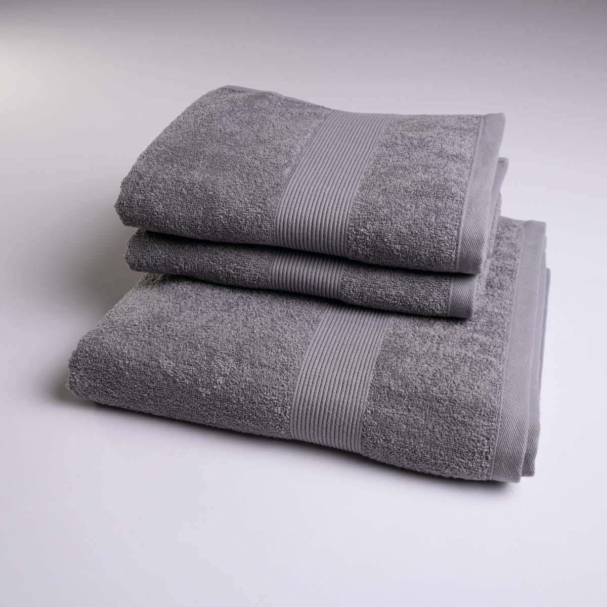 Набор махровых полотенец GM Textile с бордюром 50х90/50х90/70х140 см 400 г/м2 3 шт. Серый (rm400b-k3-2-grey)