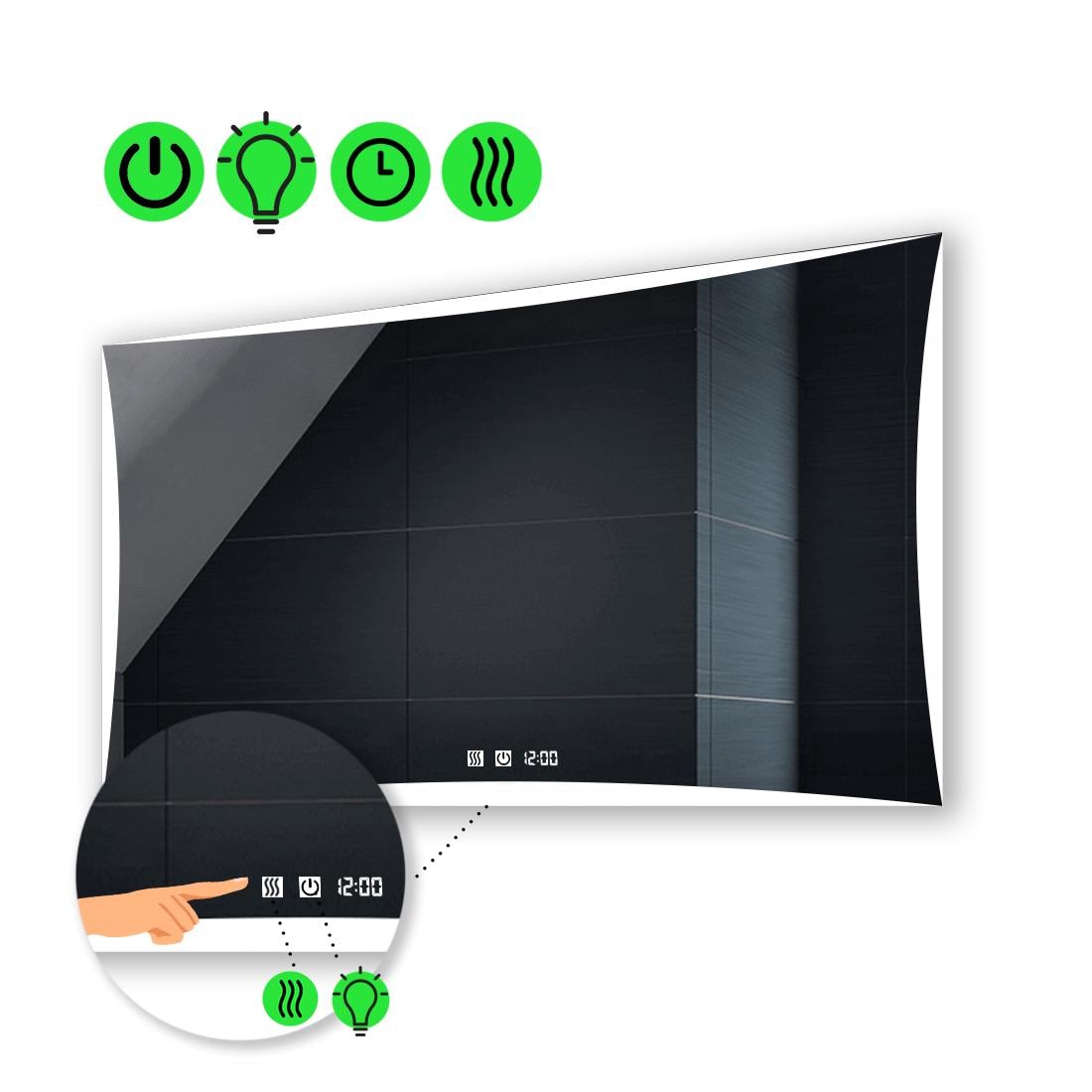 LED-зеркало 120x100 см с двумя сенсорами/часами и подогревом Amado (Amadog226)