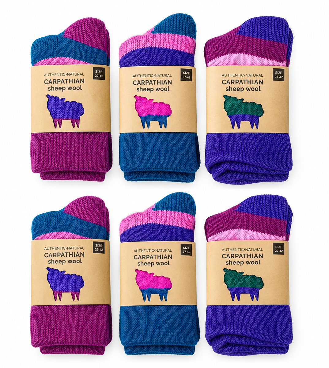Носки шерстяные Carpathian sheep wool р. 37-41 6 пар Разноцветный (3230436988)