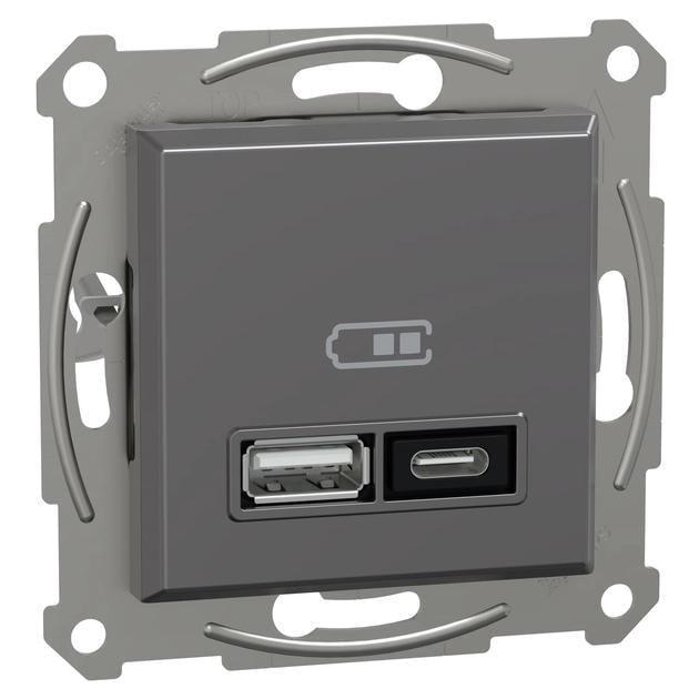 Розетка Dospel USB/TPC тип A/C без рамки 21 Вт Серый (29319934)