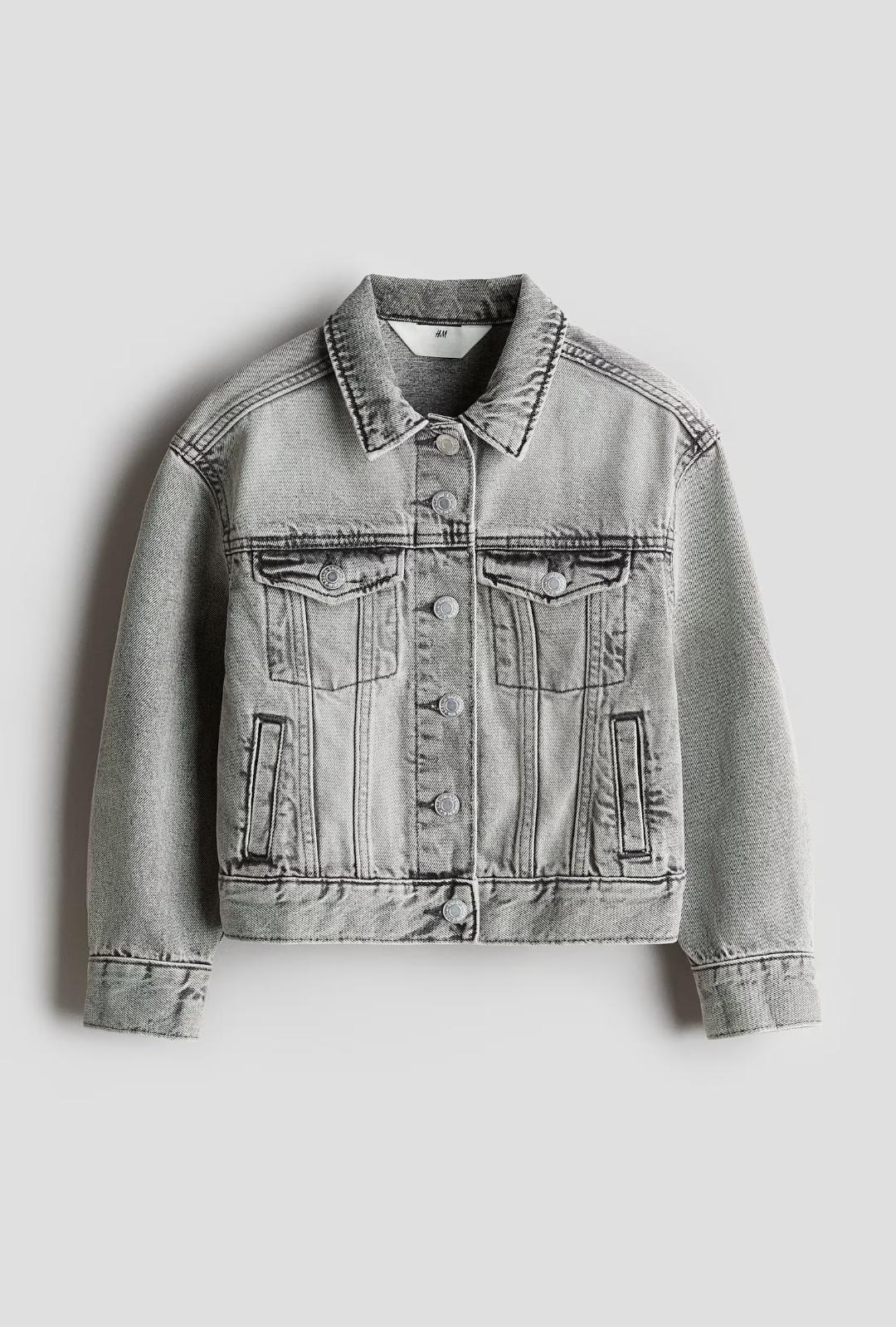 Куртка джинсова дитяча для дівчинки H&M 140 см Сірий (25072408B)