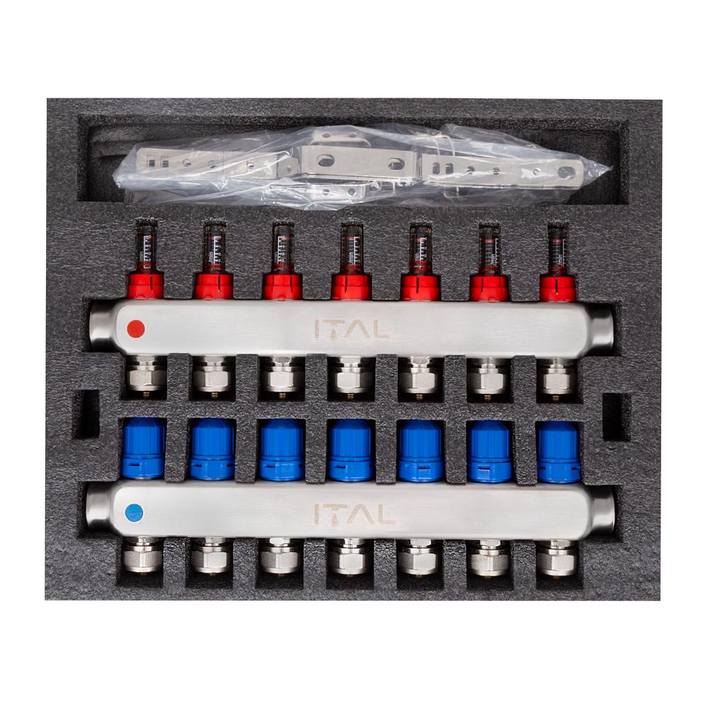 Колекторний блок із витратомірами ITAL HC1-07 x 3/4"Ek нержавіюча сталь - фото 3