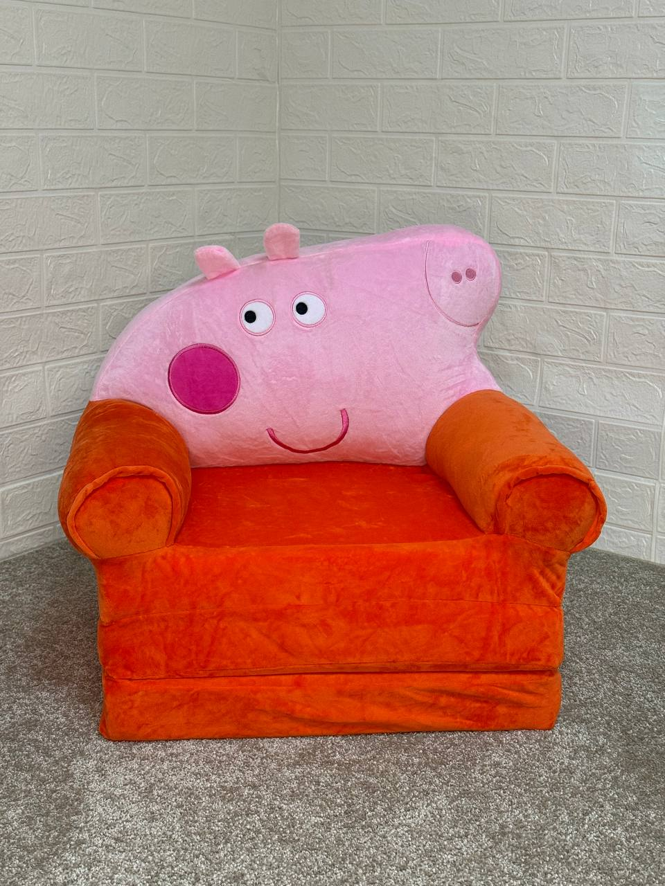 Мягкое детское кресло плюшевое Свинка Пеппа бескаркасное (1new45667)