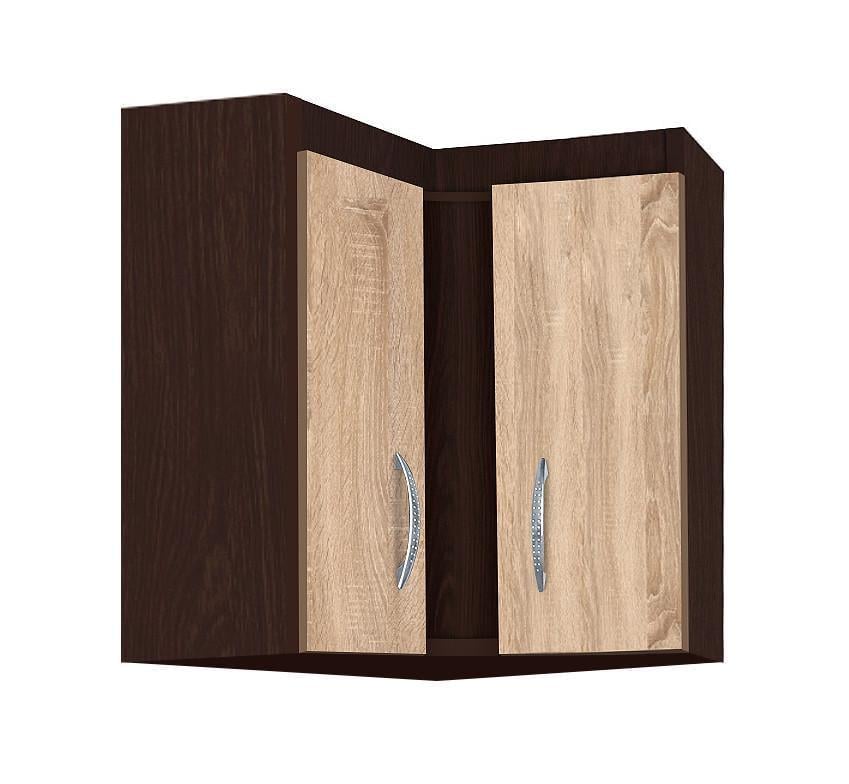 Антресоль угловая МАКСИ-МЕбель 0,6 х 0,6 Венге магия/Дуб сонома (11268)