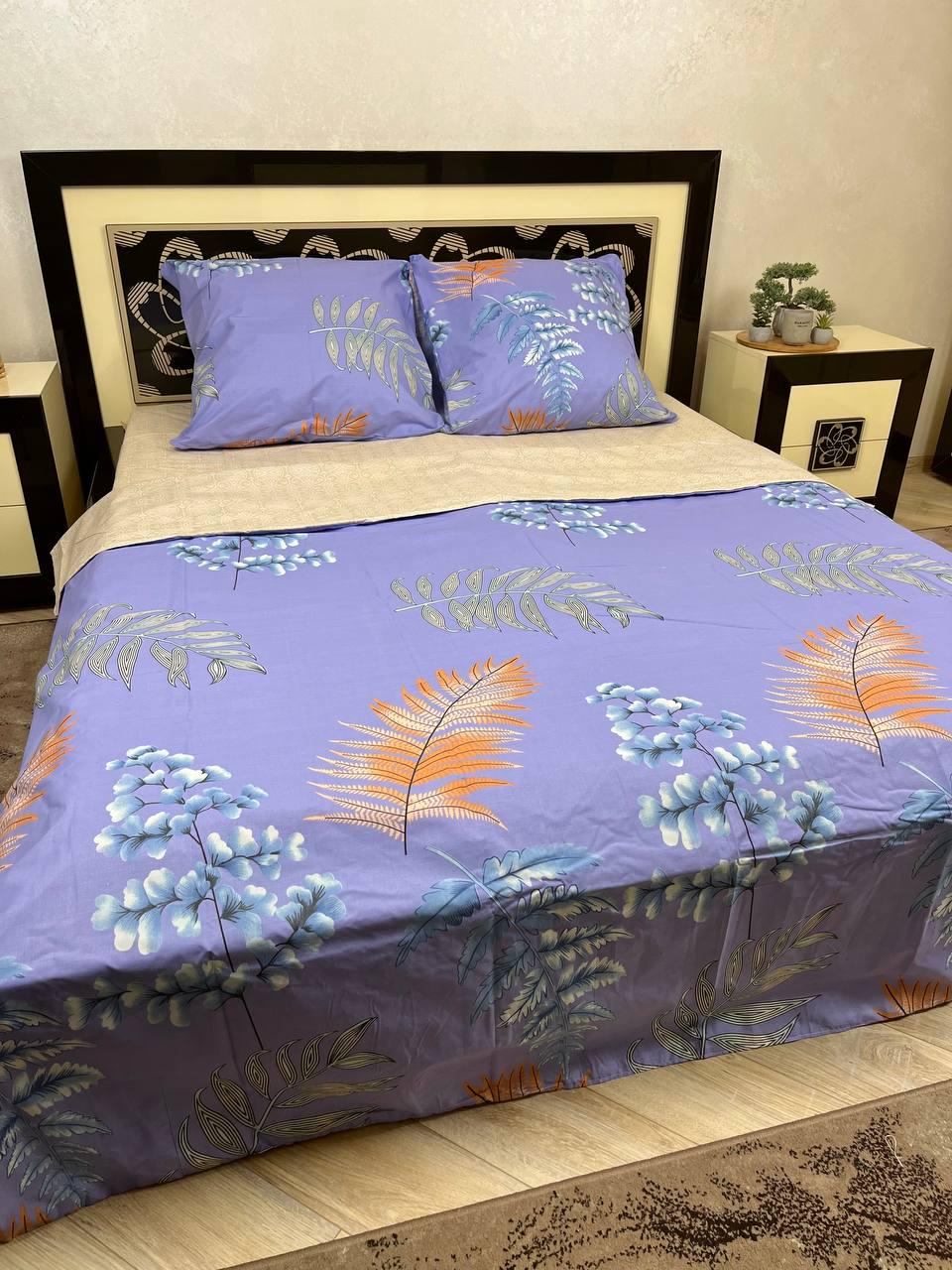 Комплект постельного белья Растение хлопковый двуспальный 180x220/50х70 см Фиолетовый (14260230)
