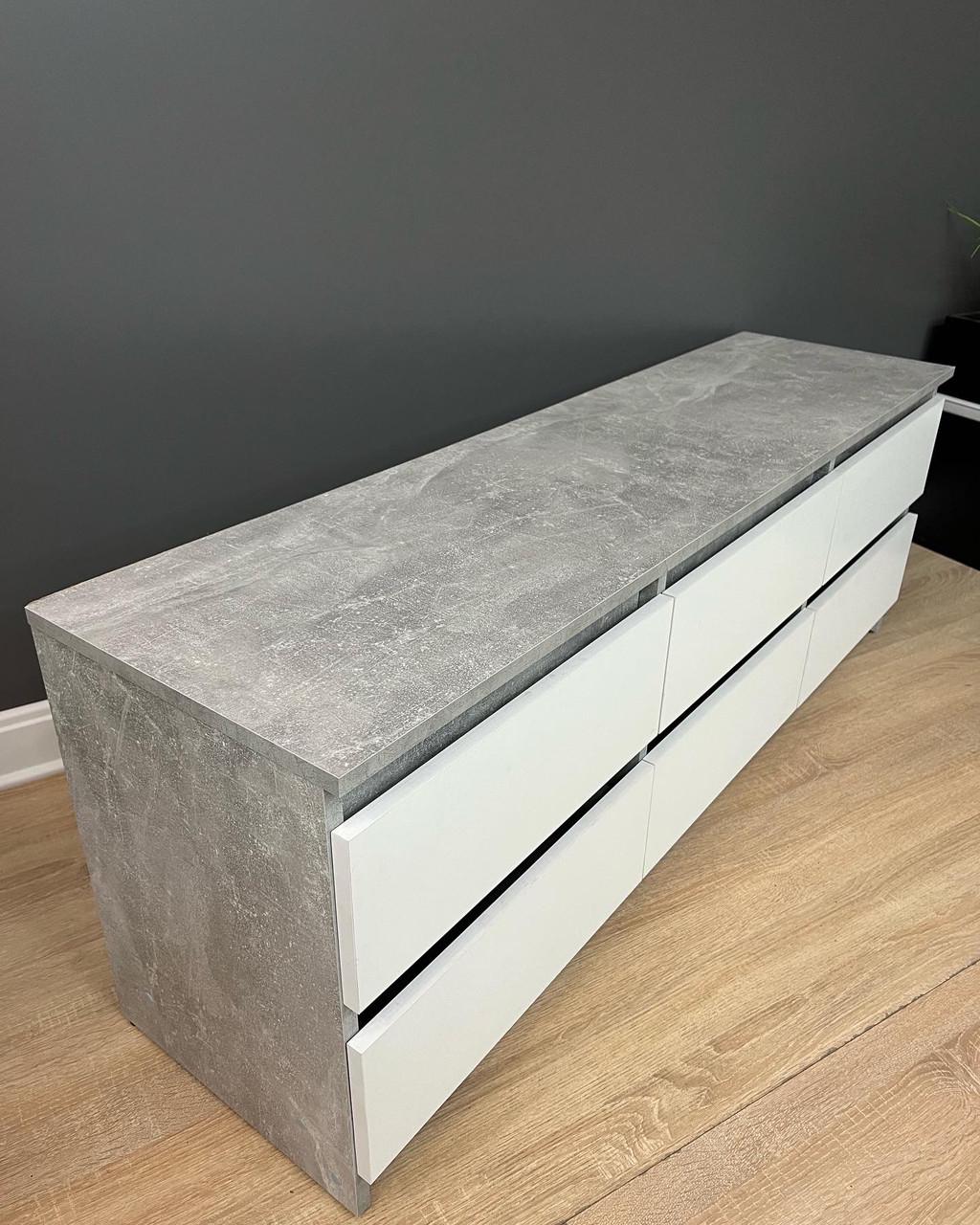 Тумба під ТВ Кватро 6Н 1400х500х370 мм Бетон/Білий - фото 5 Тумба під ТВ Кватро 6Н 1400х500х370 мм Бетон/Білий - фото 5