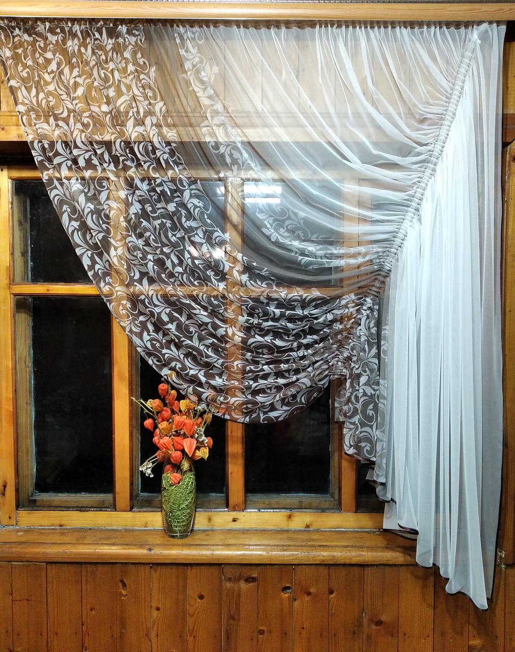 Занавеска Камелия Шоколадный/Амбре - фото 1 Занавеска Камелия Шоколадный/Амбре - фото 1