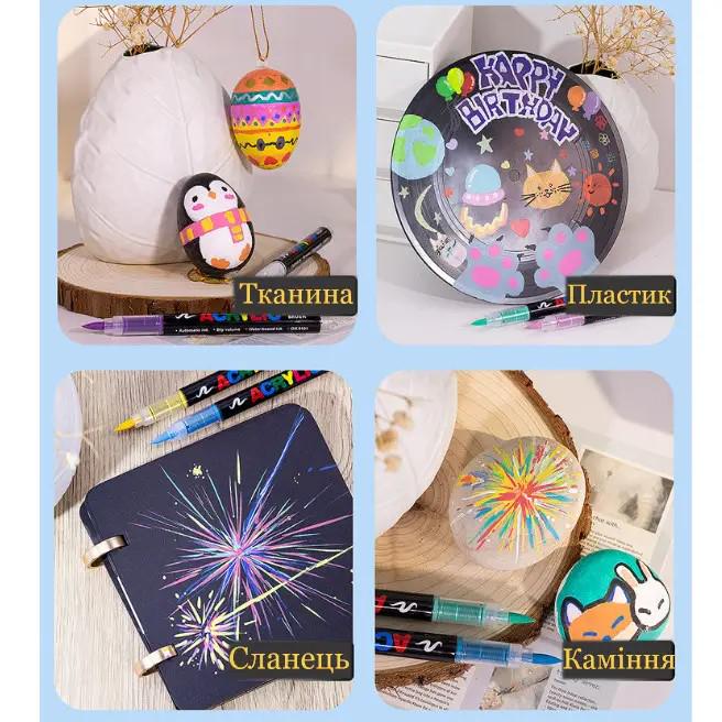 Маркеры для рисования акриловые Guangna водостойкие 24 цветов (06-117.1) - фото 3