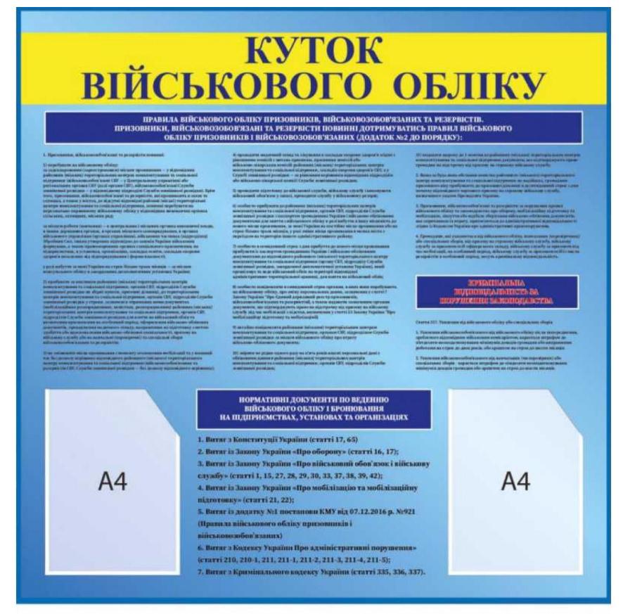 Стенд "Куточок військового обліку" с карманами A4 (9833012)