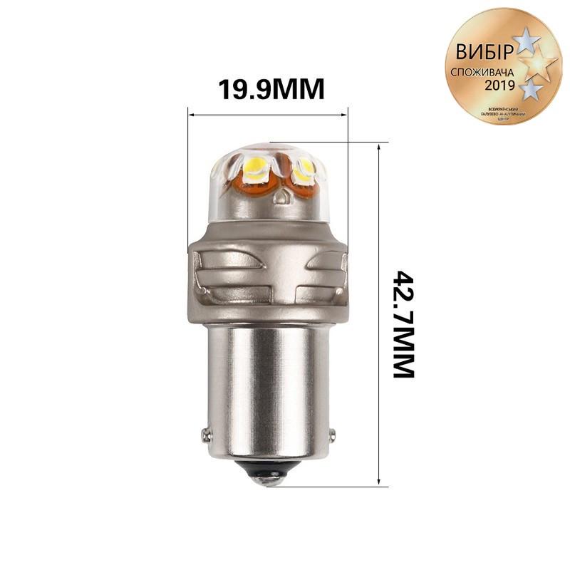 Лампи світлодіодні в габарити S01-P21W/1156 Carlamp 30W Canbus з обманкою 450 лм 6000 К (S01/1156) - фото 9