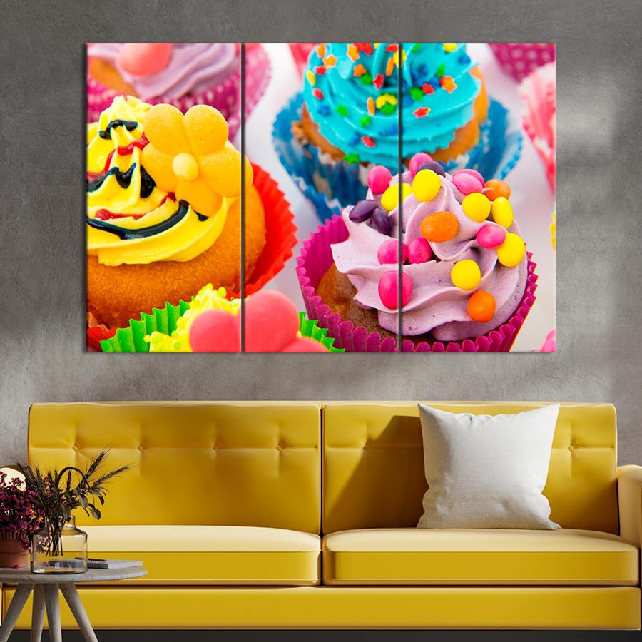 Настенний декор Яркие кексы с пёстрым кремом 156x100 см (A531-3)