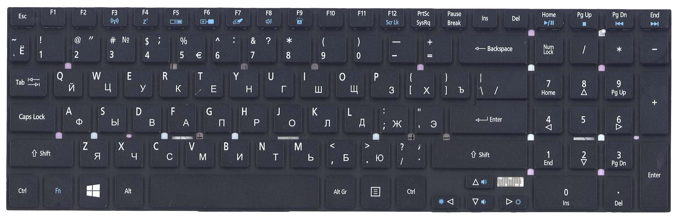 Клавиатура для ноутбука Acer Aspire 5830T с подсветкой Light No Frame Black