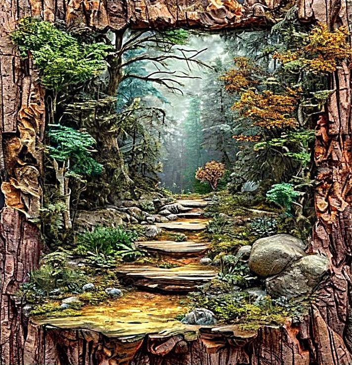 Алмазная мозаика АлМазка Тропинка в лес квадратные алмазы без подрамника 40x40 см (АлМ-283)