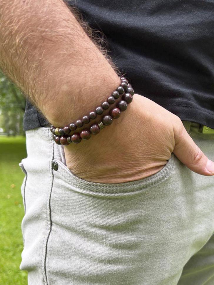 Парный браслет мужской из яшмы 4534