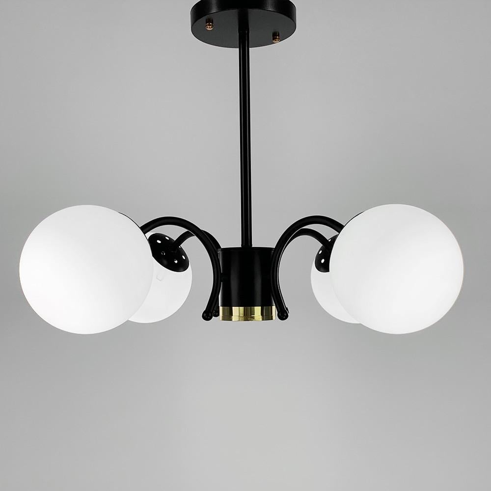 Люстра потолочная на 4 белых плафона Черный (K 19/4 BK) - фото 5