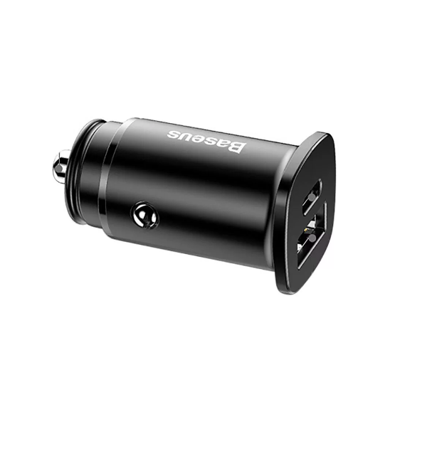 Зарядное устройство автомобильное Baseus CCALL-AS01 Square metal USB/Type-C Car Charger 2 USB/4,5A Black