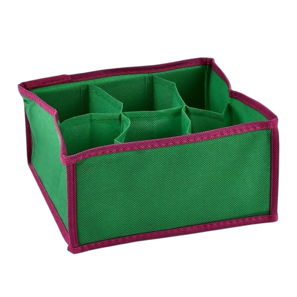 Коробка складна для білизни в шафу Stenson Colorito 6 відділень 20х20х10 см Зелений (202010-COLORITO)