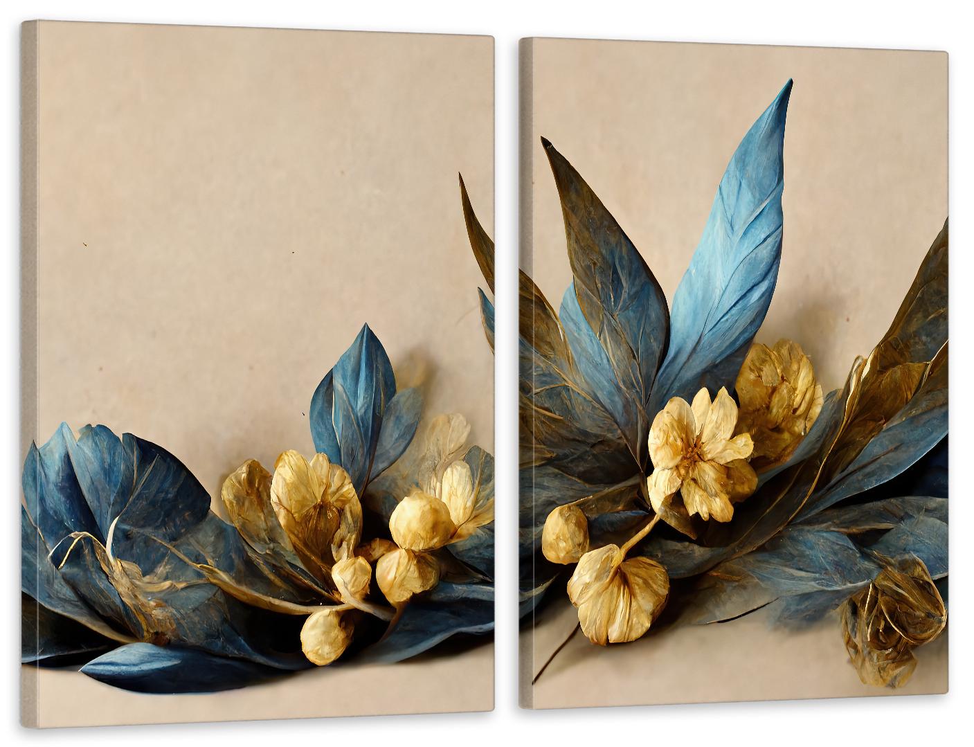 Картина модульная в гостиную/спальню Сине-желтые цветы 90х132 см (TLV-2_147)