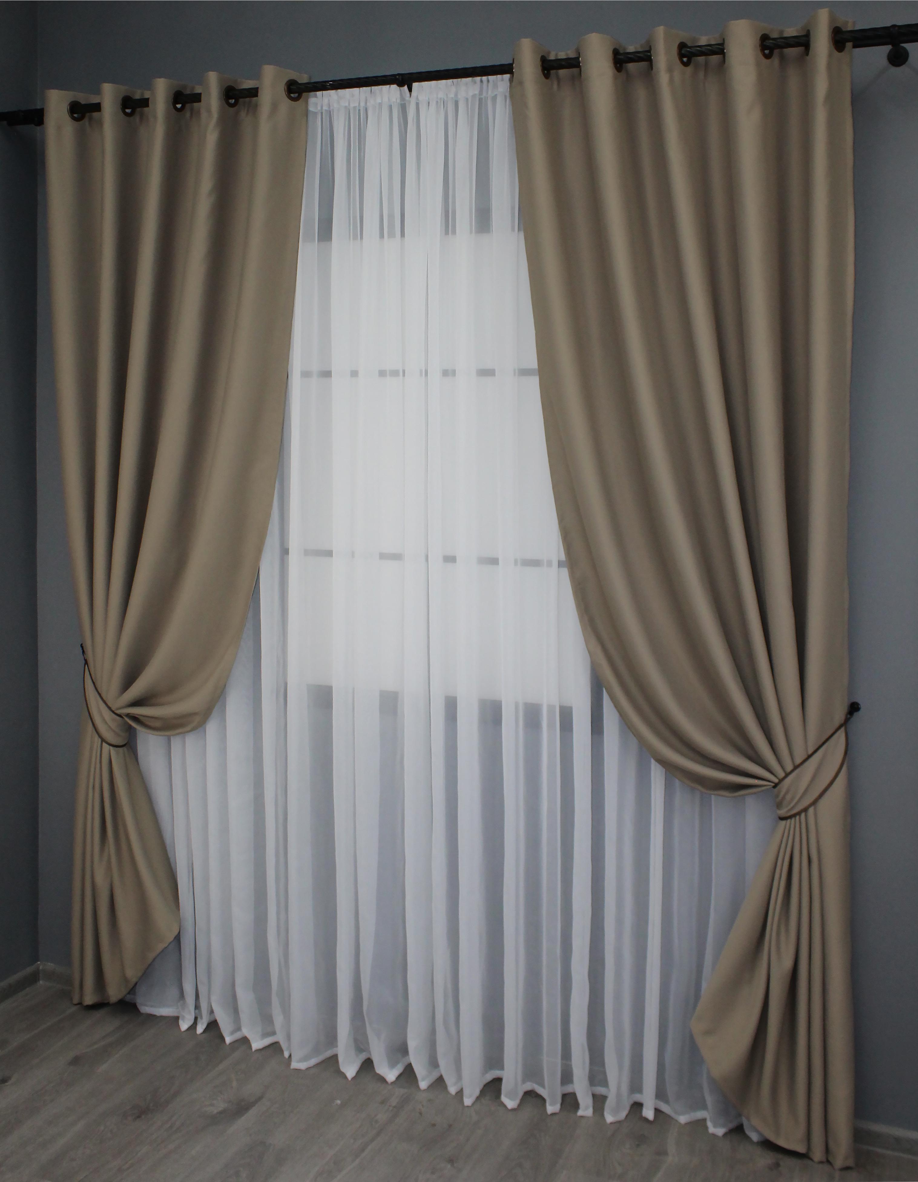 Комплект штор на люверсах VR-Textil Блэкаут Bagema Rvs № 1239ш 150х250 см 2 шт. Молочный шоколад (37-0110) - фото 2