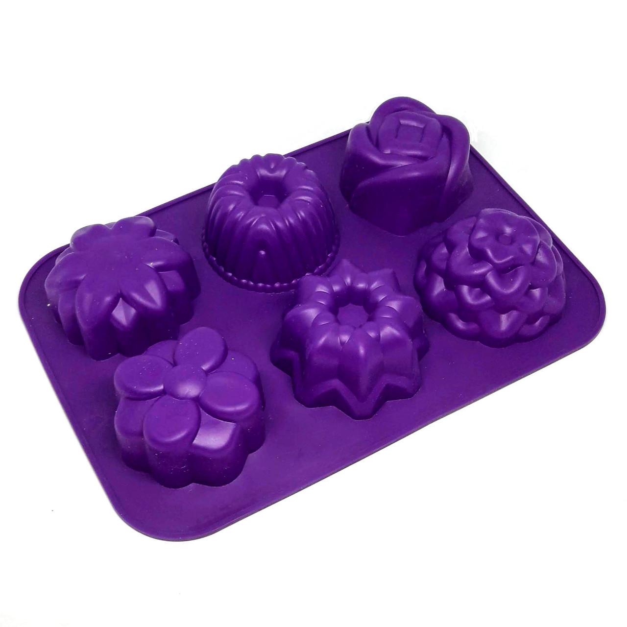 Силиконовая форма для маффинов MagicKitchen №320 6в1 Ассорти цветы (203070)