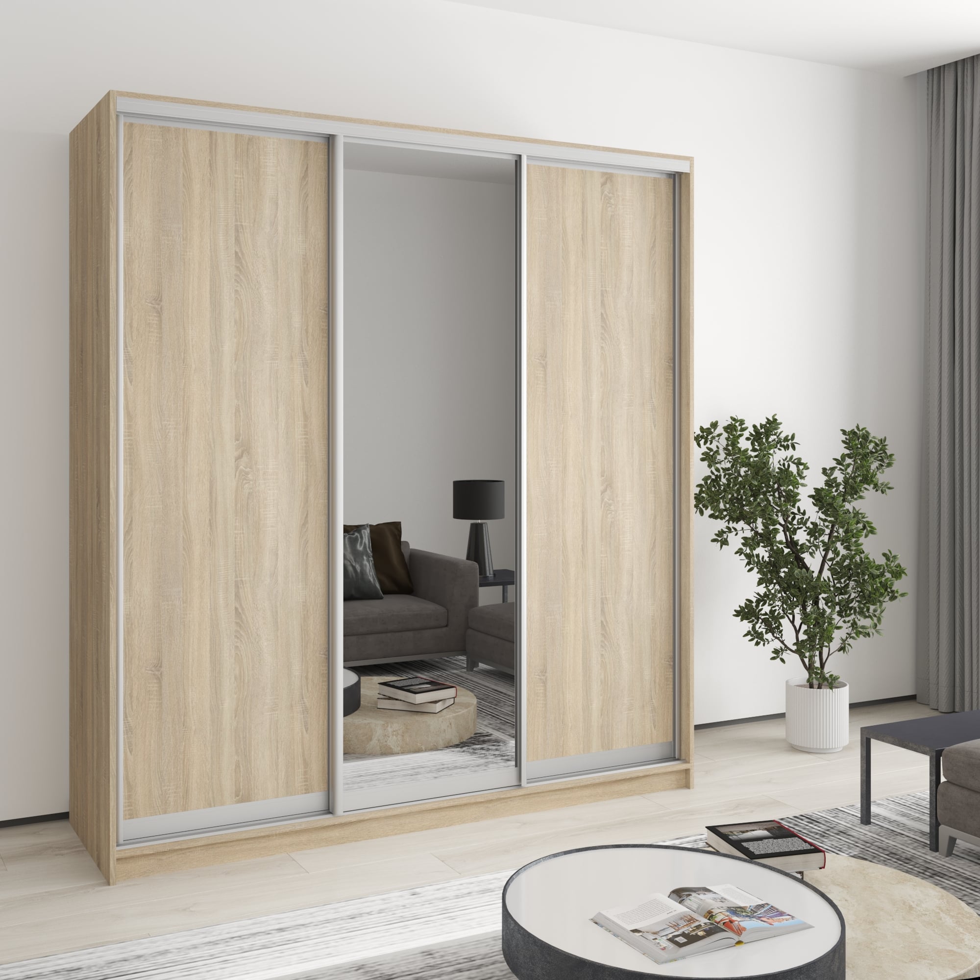 Шкаф-купе трехдверный Mebel Star Комбо AL MBS-3351 190х60х210 см Дуб сонома (1004521) Шкаф-купе трехдверный Mebel Star Комбо AL MBS-3351 190х60х210 см Дуб сонома (1004521)