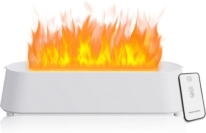 Зволожувач повітря Flame Diffuser Humidifier RGB з ефектом полум'я з резервуаром для ефірної олії Білий (9133) - фото 2