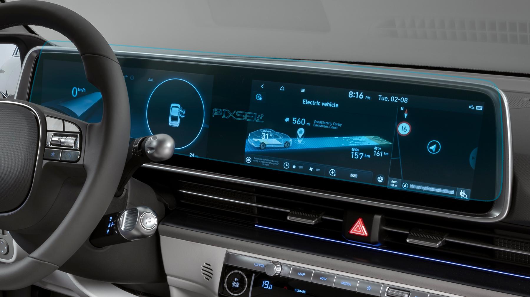 Защитное стекло Pixsel гибридное матовое на панель приборов Hyundai IONIQ 6-28" 2022
