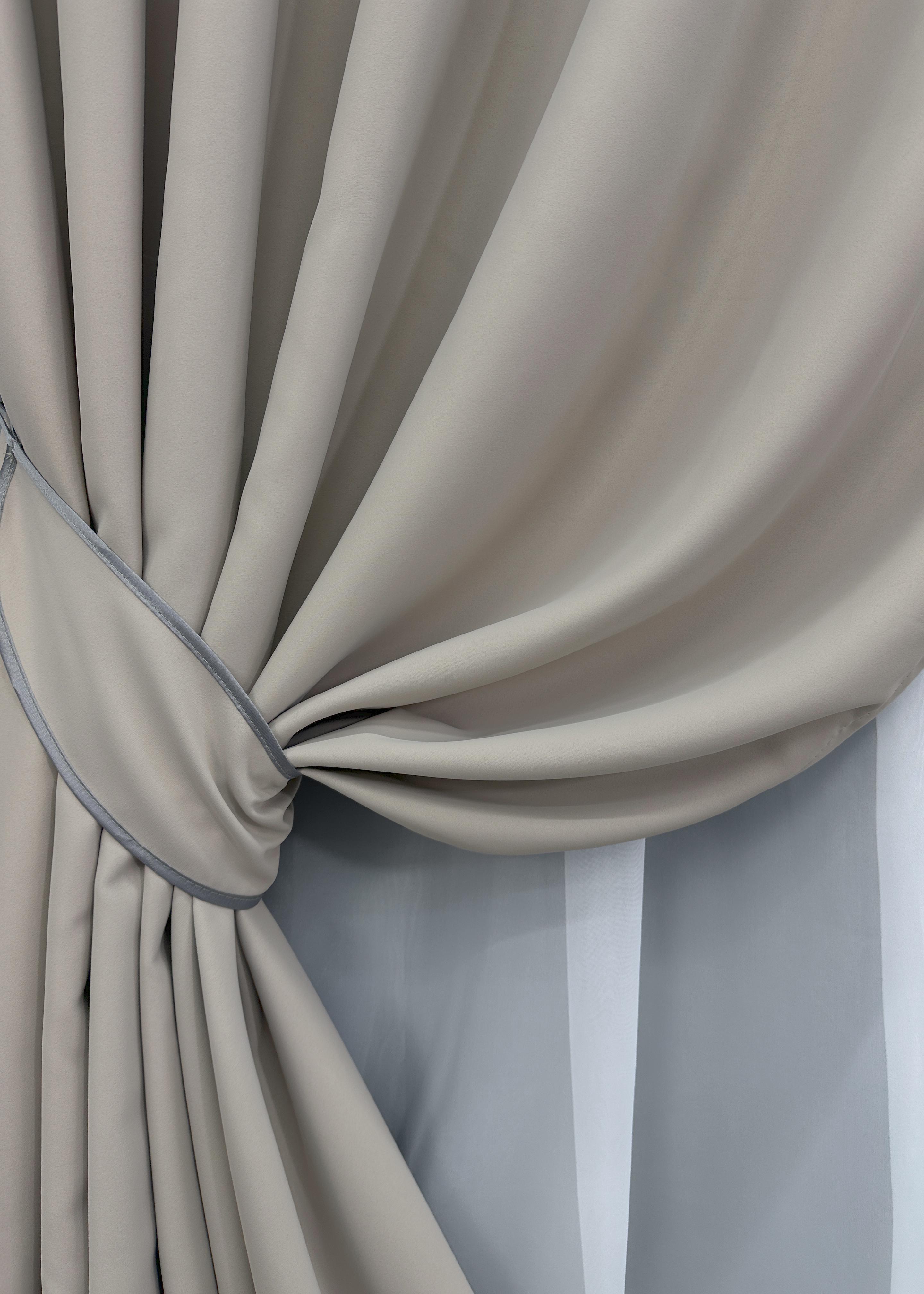 Комплект готових штор VR-Textil Блекаут Midnight №1672ш 150х290 см 2 шт. Сіро-бежевий (33-0612) - фото 4