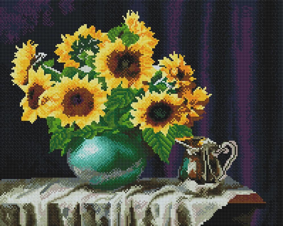 Алмазная мозаика Brushme Натюрморт с подсолнухами 40x50 см (GF4796)