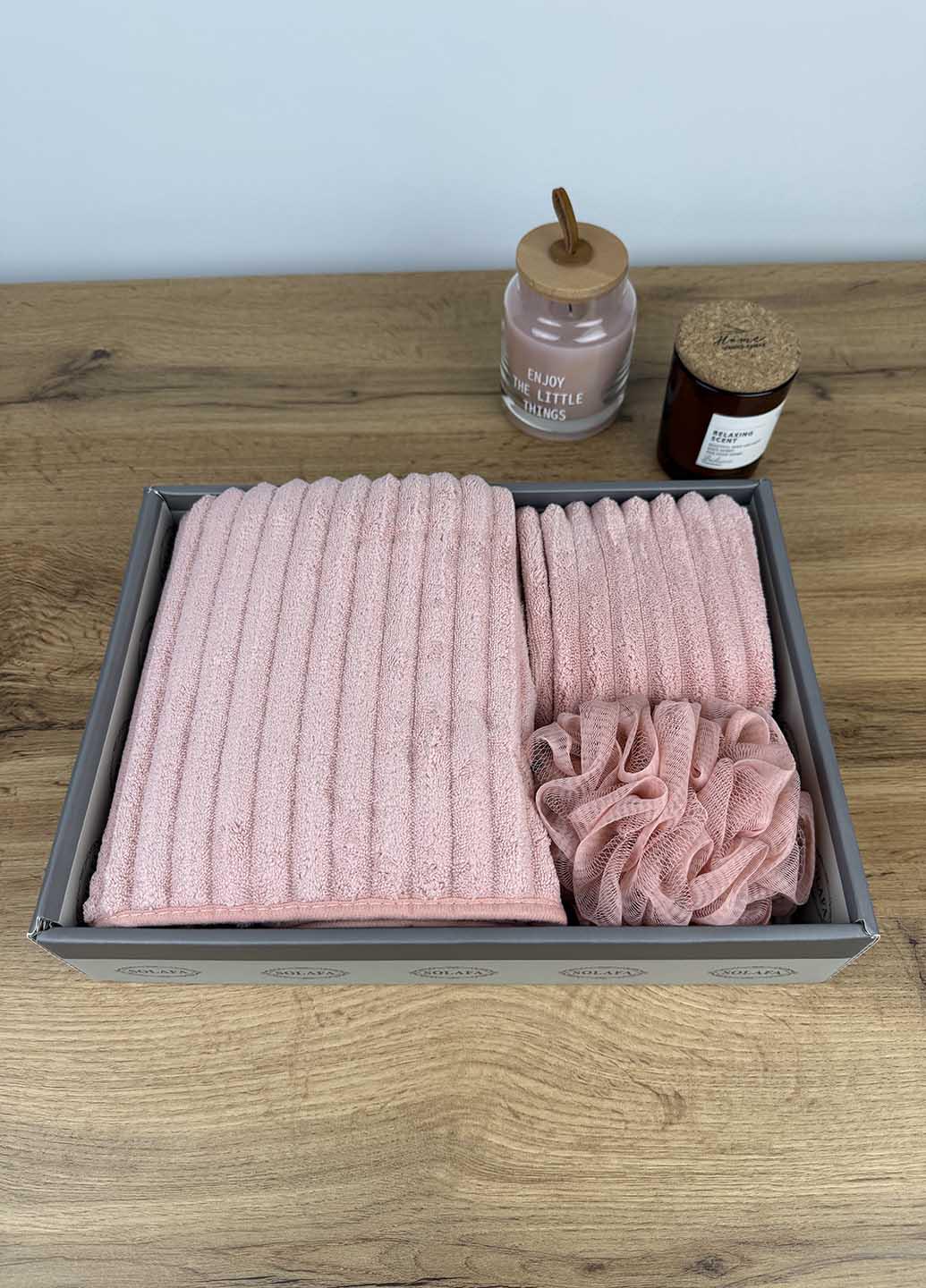 Подарочный набор полотенец из микрофибры Розовый (37-3) - фото 2