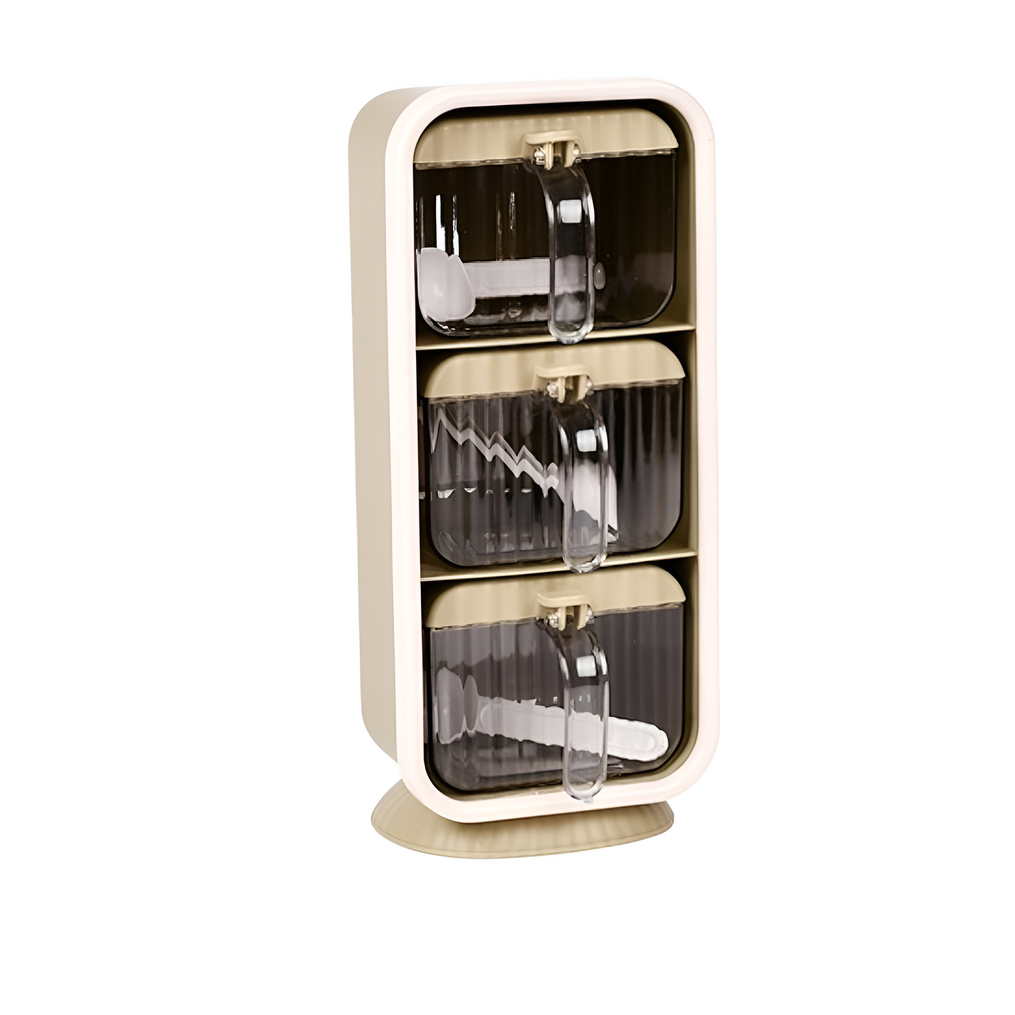 Органайзер для специй Stenson R93236 на 3 яруса с 3 ложками 10х8х24 см Светло-желтый (25307692)