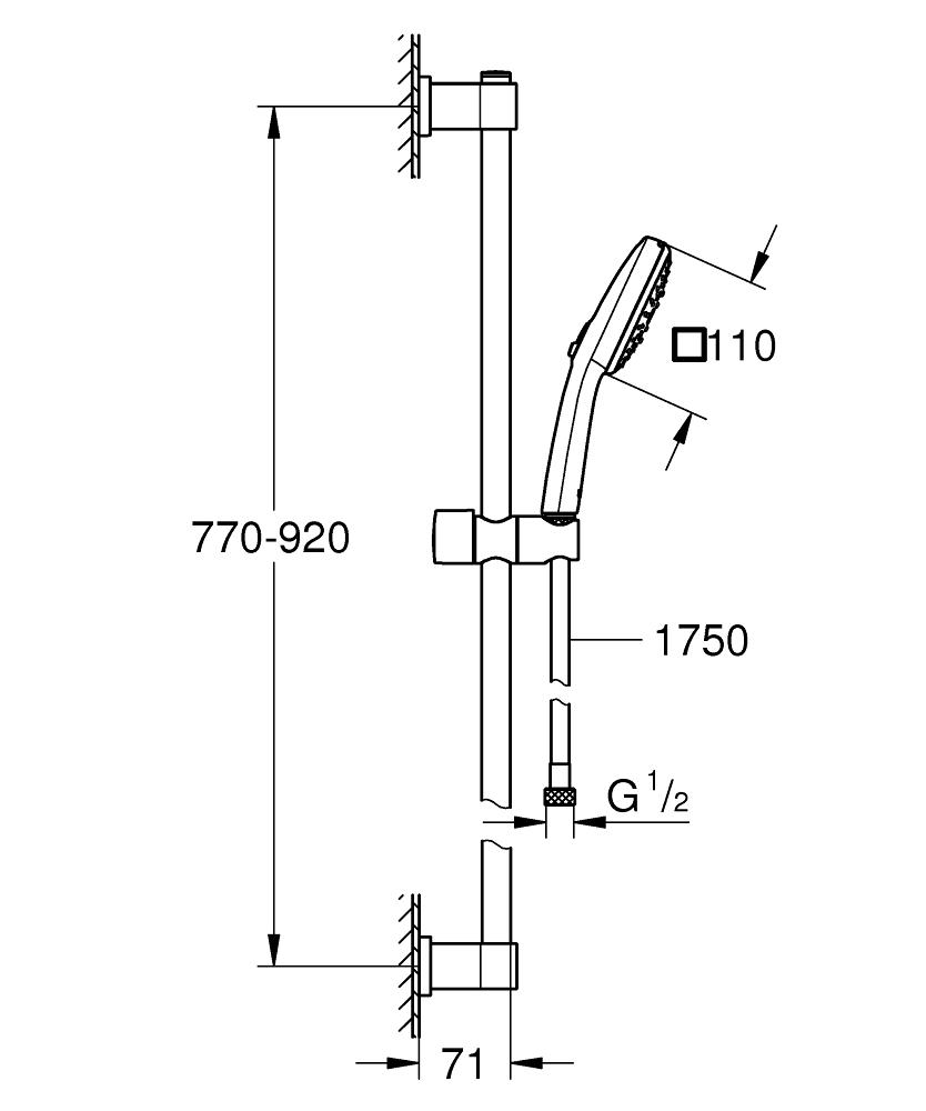 Душовий комплект із штангою Grohe QuickFix Vitalio Comfort 26932001 Хром (215012) - фото 2