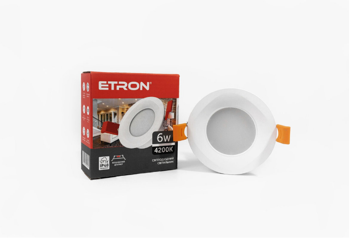 Светодиодный светильник ETRON 6W 4200K Ир40 круг (25028004)