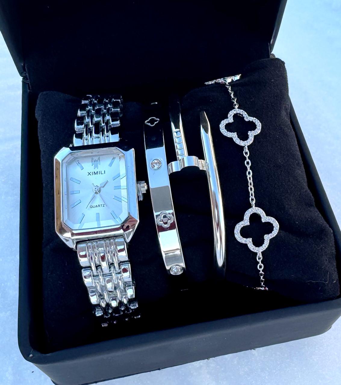 Набор украшений в коробке GONCHAR & CO 3 шт. браслеты/часы медсплав Silver (77-706)