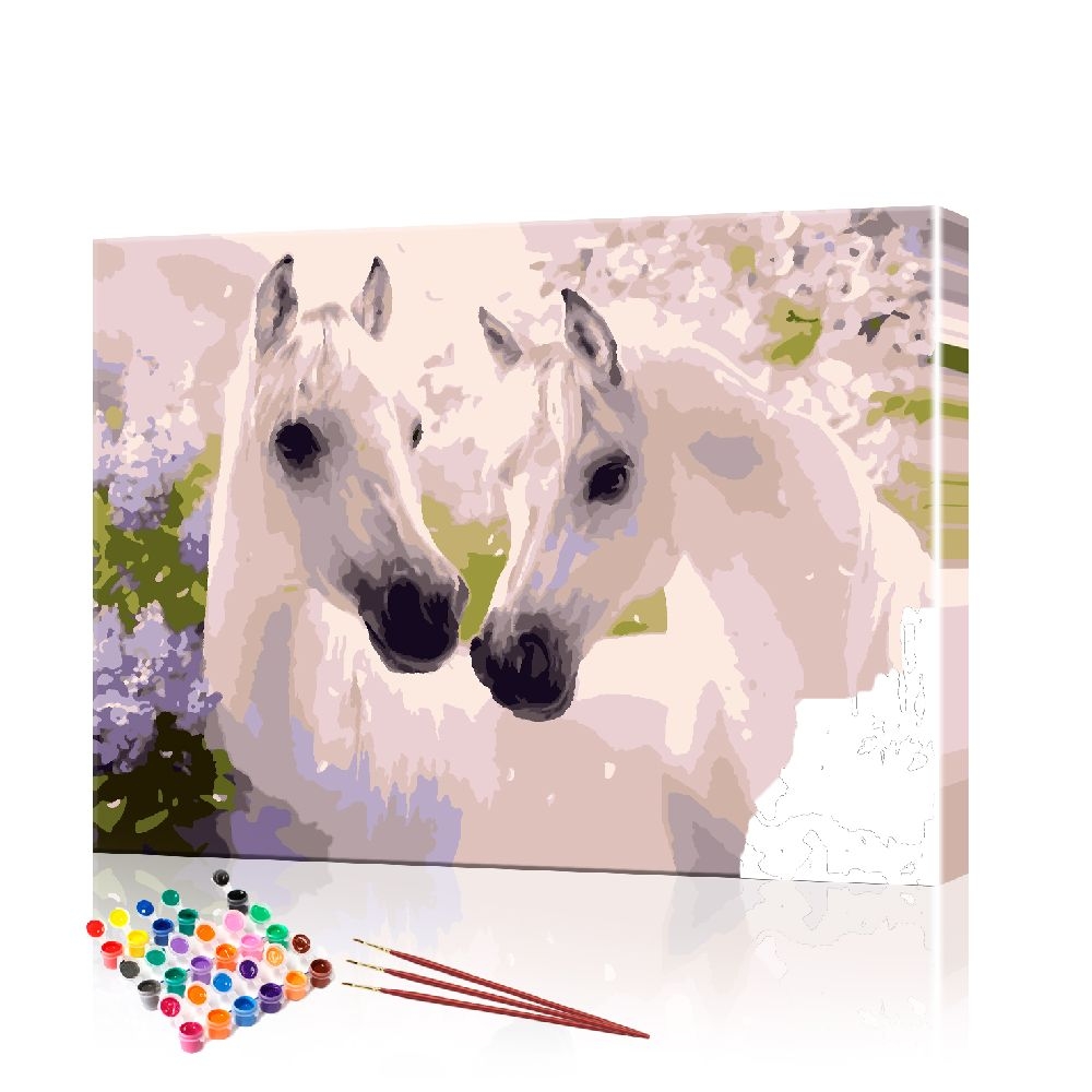 Картина по номерам ArtSale Пара белых лошадей PBN0813 40х50 см