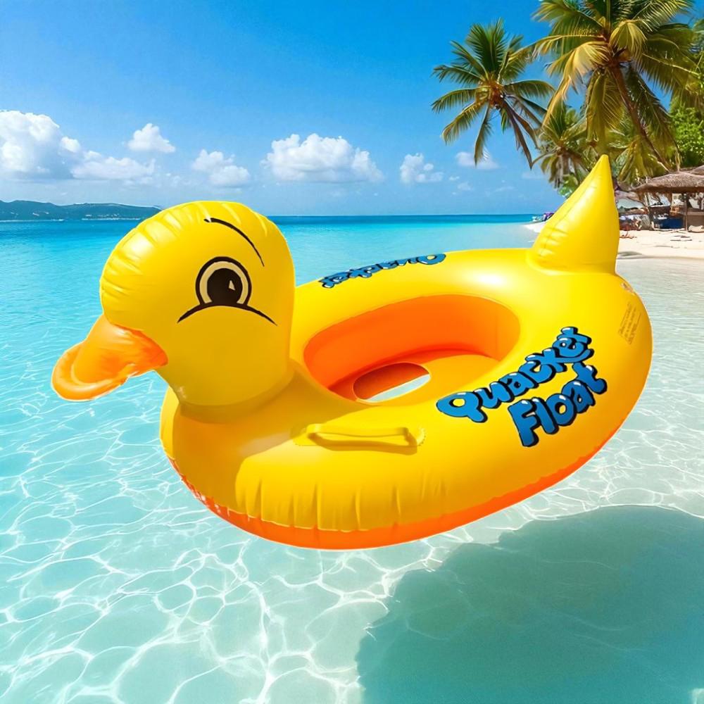 Детский надувной круг для плавания Уточка с ручками 65 см Желтый (52-BT-6515) - фото 3
