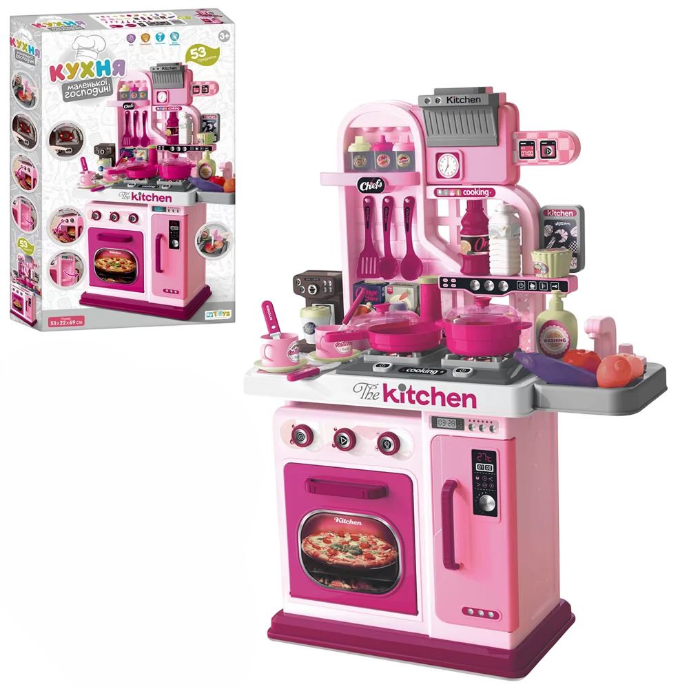 Детская кухня универсальная 008-969 на 53 детали Розовая, механическая подача воды и звуковые эффекты Кулинарные чудеса (2731921923)