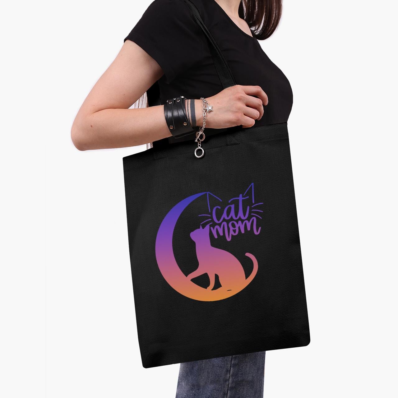Эко сумка шоппер Cat Mom 41x35 см Черный (9227-2845-BK)