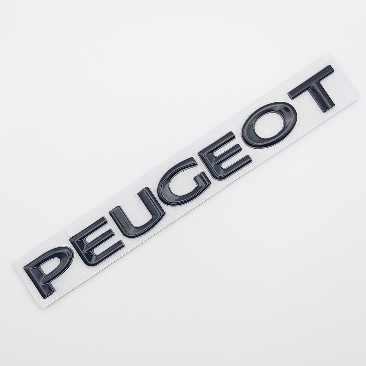 Эмблема надпись Peugeot металл Черный глянцевый (1731034339)