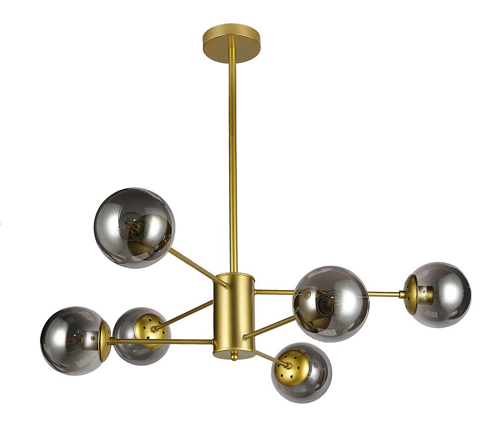 Люстра Levistella 7526033-6 GD+BK в стиле модерн на 6 ламп 95х40 см Золотой с графитовым (14-16-LVS2494)