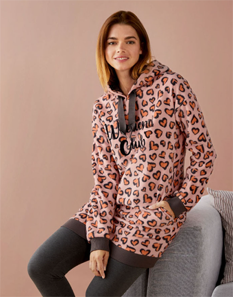 Ночная рубашка Esmara 131K XS с капюшоном Оранжевый/Разноцветный (131K/XS)