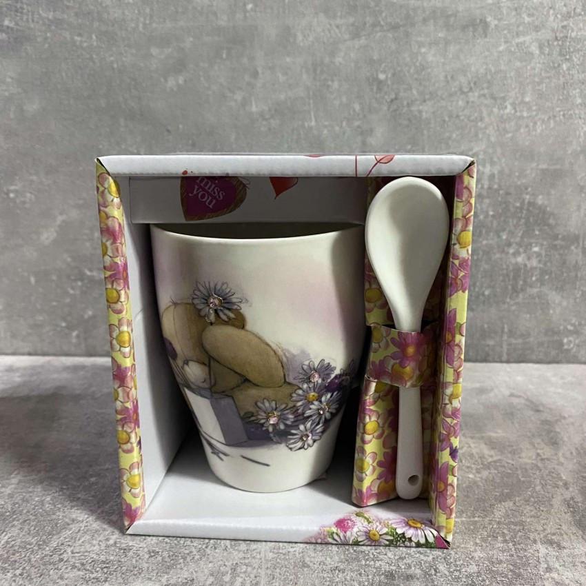 Чашка S&T 2064-1 с ложкой со стразами 300 мл