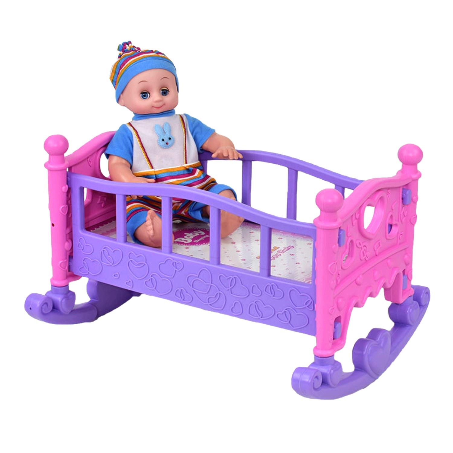 Пупс Baby Lovely с кроваткой в костюмчике (24810) Пупс Baby Lovely с кроваткой в костюмчике (24810)