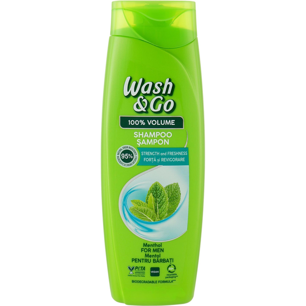 Шампунь чоловічий Wash & Go для всіх типів волосся ів з екстрактом ментолу 360 мл