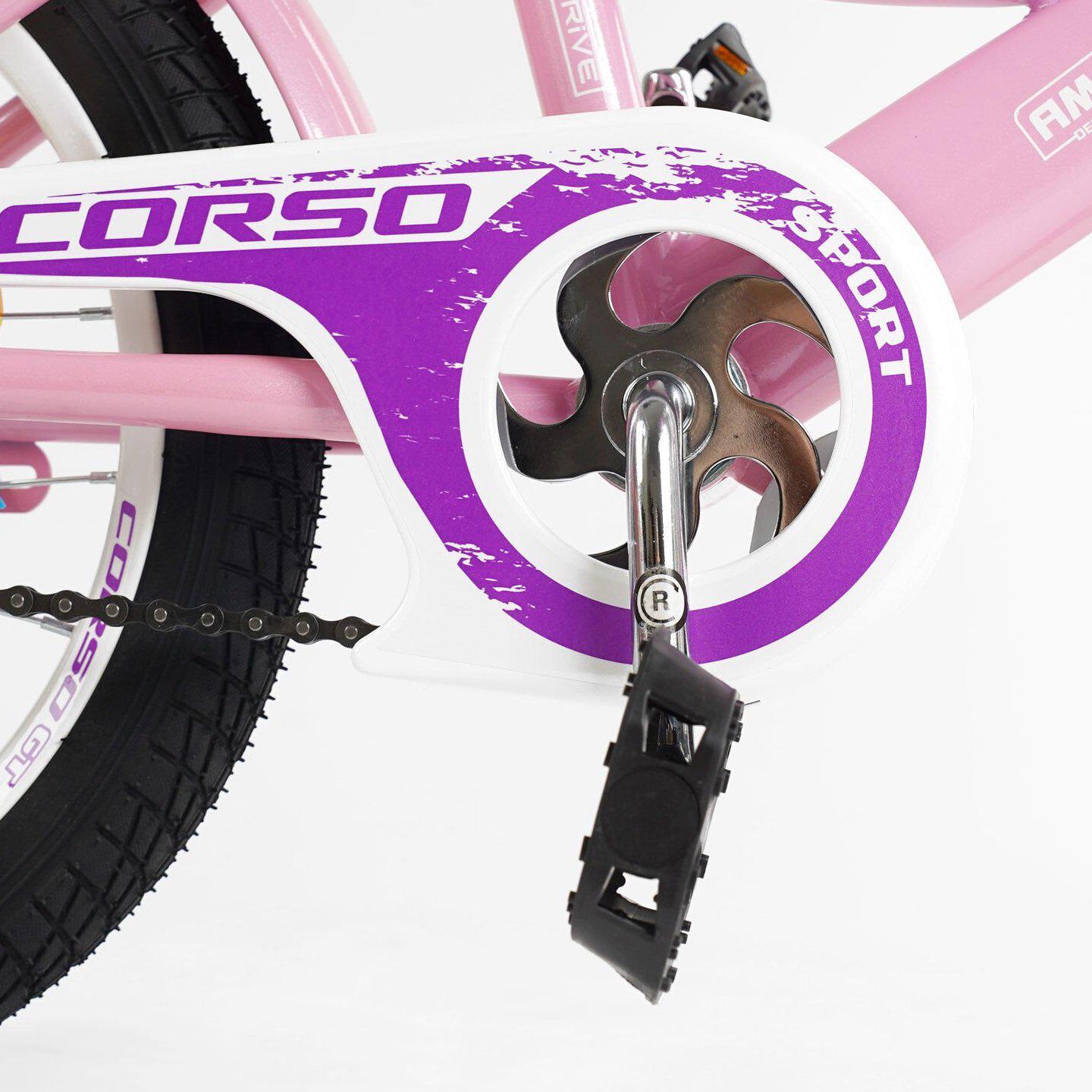 Велосипед двухколесный Corso MAXIS 16" для девочки с корзиной и багажником Розовый - фото 4 Велосипед двухколесный Corso MAXIS 16" для девочки с корзиной и багажником Розовый - фото 4