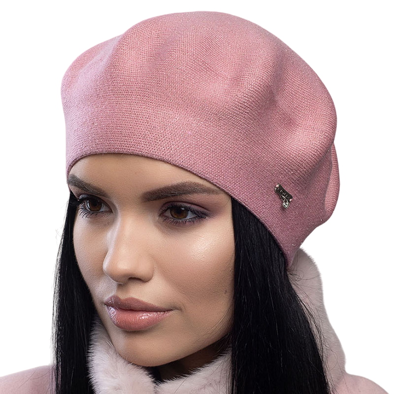 Берет жіночий Leks Казка подвійний з люрексом Рожевий світанок (129407)