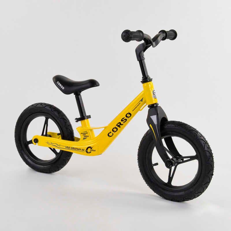 Велобег Corso 12" надувні колеса, магнієва рама, магнієве кермо Yellow (101295)